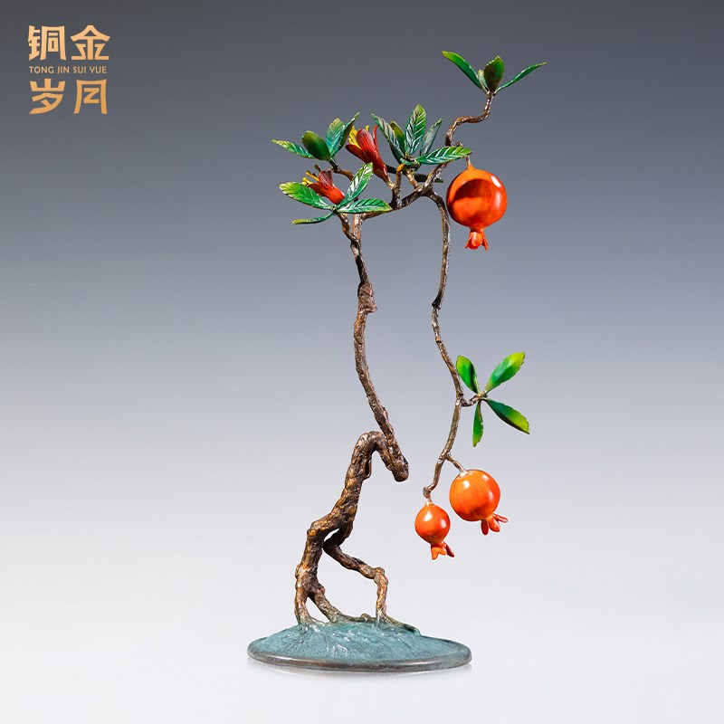 《多子多福多寿》黄铜石榴摆件工艺品新中式家居软装客厅玄关装饰