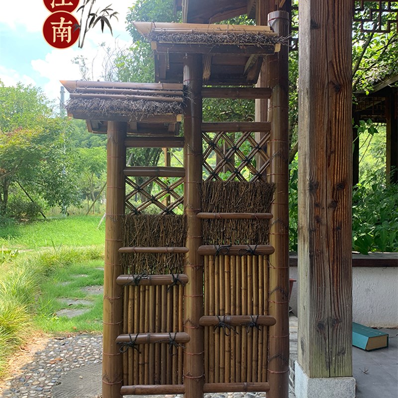 竹篱笆复古竹子庭院别墅民宿隔断屏风装饰防腐防霉天然栏栅摆件