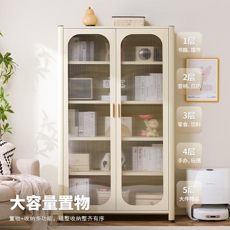 钢制收纳柜家用防尘展示柜储物柜铁艺儿童书架客厅落地书柜铁皮柜