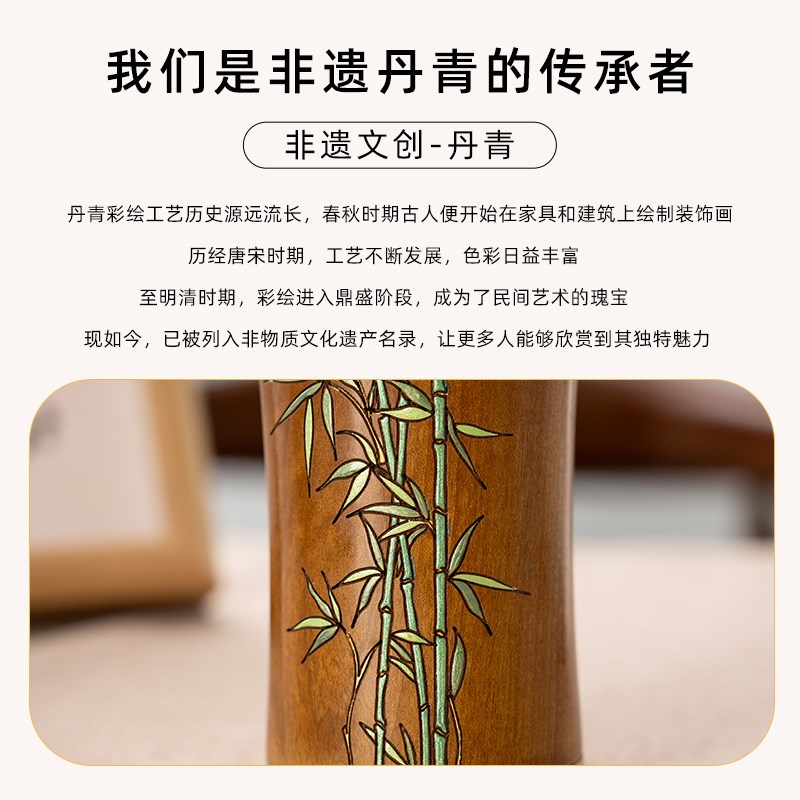 实木笔筒桌面收纳盒中式书桌置物架办公室木质收纳筒高级中国风摆