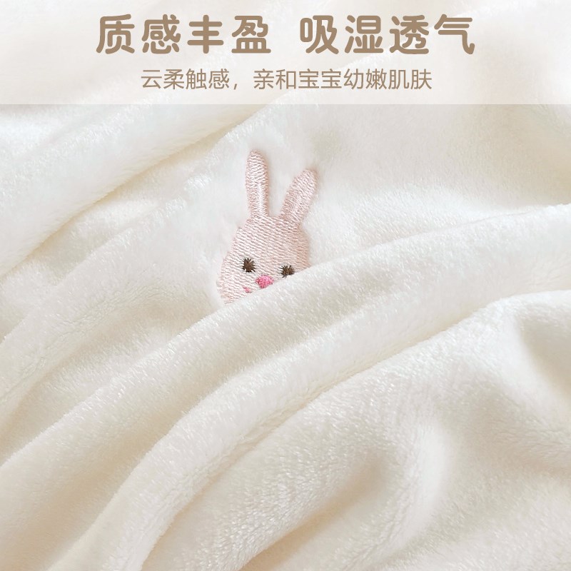 宝宝牛奶绒盖毯新生婴儿安抚豆豆毯春夏季推车毯幼儿园儿童小毯子