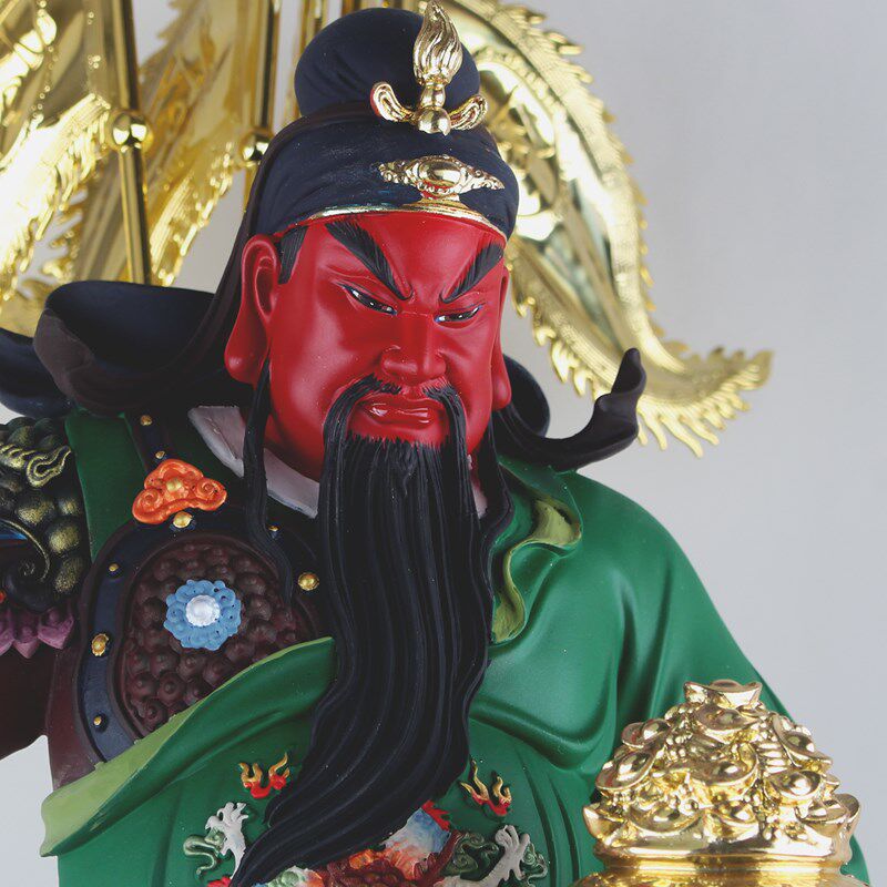 武财神佛像九龙关公摆件客厅立刀元宝关二爷关帝树脂彩绘店铺公司