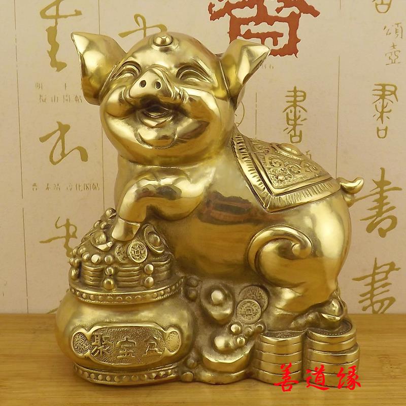 铜猪摆件黄铜金猪财铜猪福猪十二生肖猪可爱猪工艺品摆饰客厅饰品