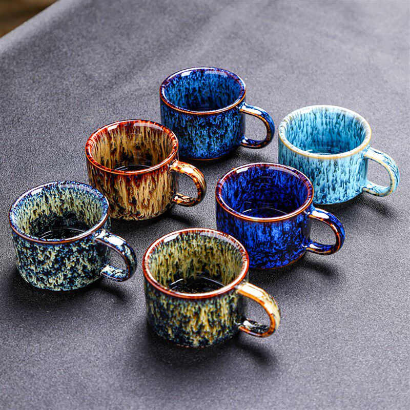 防烫带手把功夫茶小茶杯6只套装家用茶具喝茶杯子有耳品茗杯陶瓷