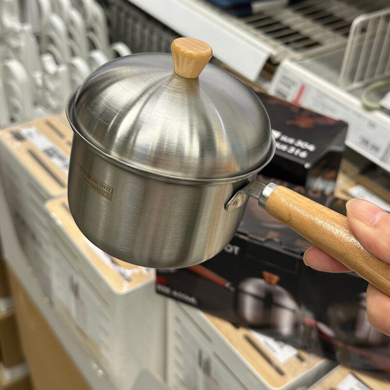 一人食迷你小锅304不锈钢小奶锅12cm热奶宝宝辅食锅可爱小型锅具