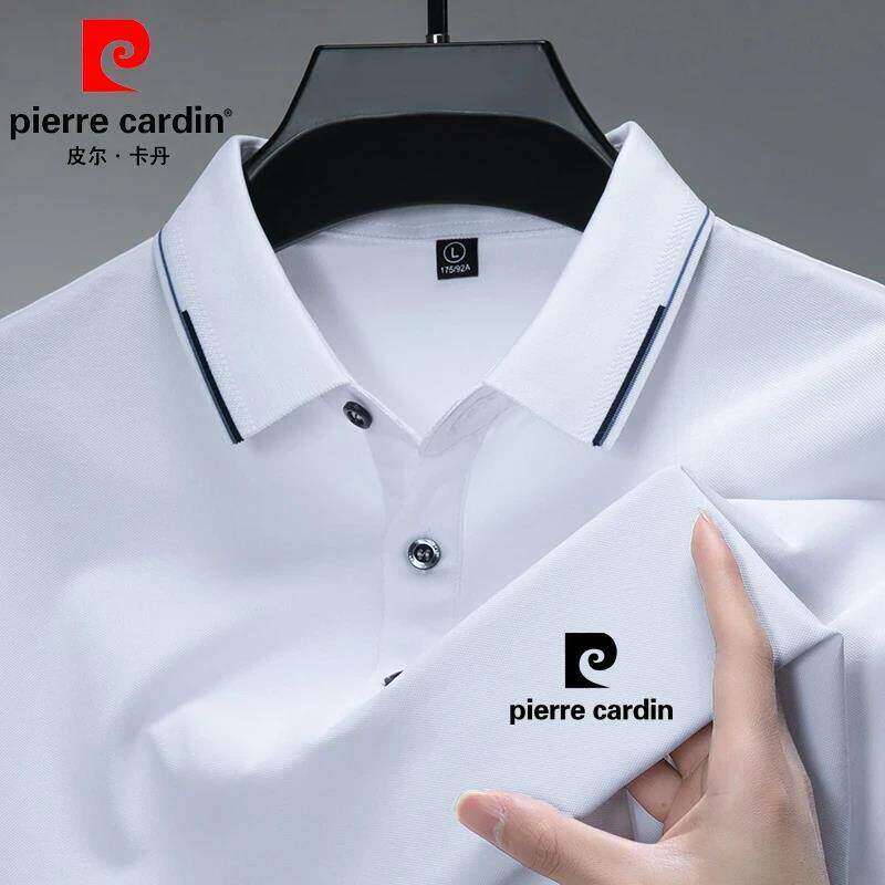 皮尔卡丹男士桑蚕丝短袖POLO衫夏季百搭冰丝薄款翻领半袖T恤衫潮