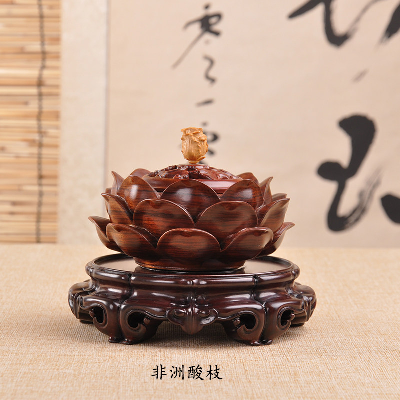 红木雕工艺品紫光黑檀酸枝摆件底座实木圆形花盆茶壶花瓶文玩底座
