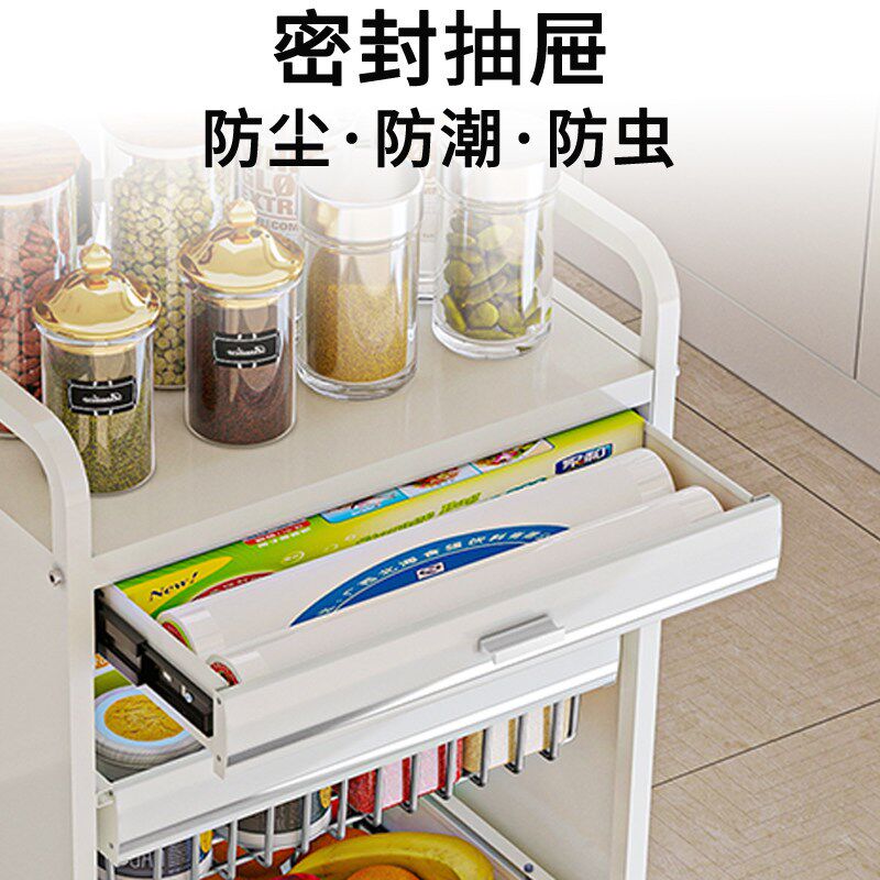 厨房蔬菜置物架落地多层放菜架子带抽屉小推车多功能水果收纳架图片