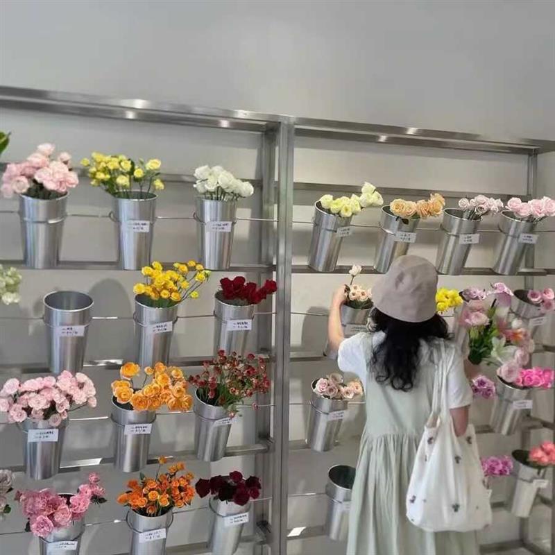 韩国自选不锈钢花桶架置物架落地式花店陈列架子多层绿植架子定制