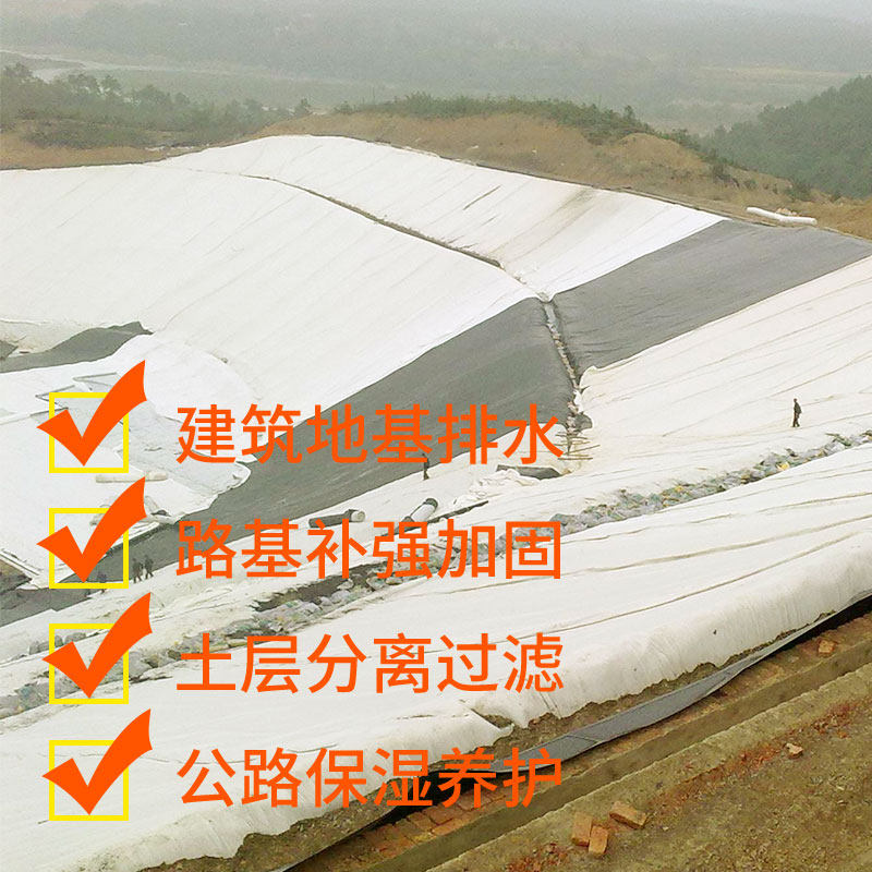 土工布无纺布毛毡公路水泥养护毯大棚保温透水保湿工程白色土工布