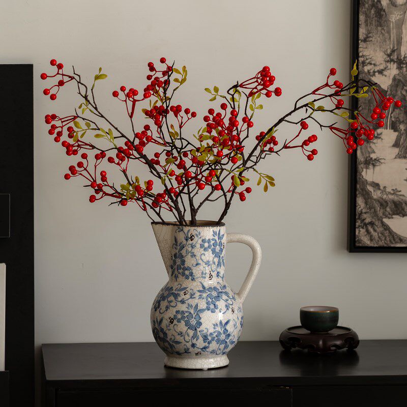 青花瓷花瓶摆件客厅插花陶瓷景德镇复古新中式高级感水培宋代美学