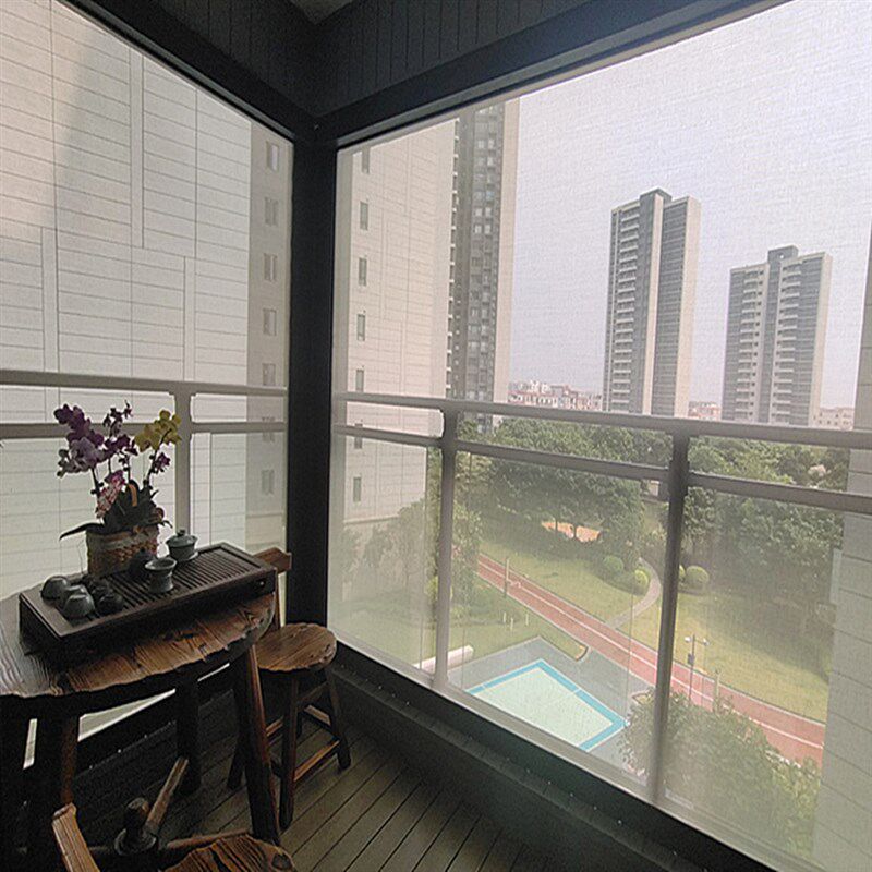 智能电动防风防雨卷帘遮光防蚊防尘开放阳台室外挡风挡雨升降窗帘