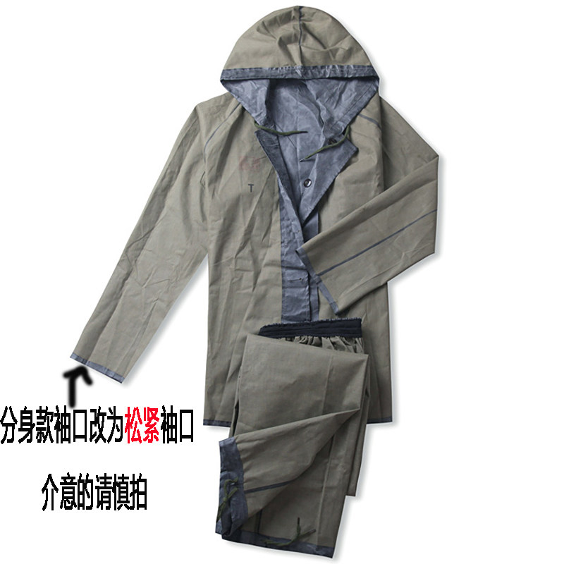 正品87式户外橡胶帆布老式连体雨衣军绿色抗洪抢险煤矿劳保雨披厚