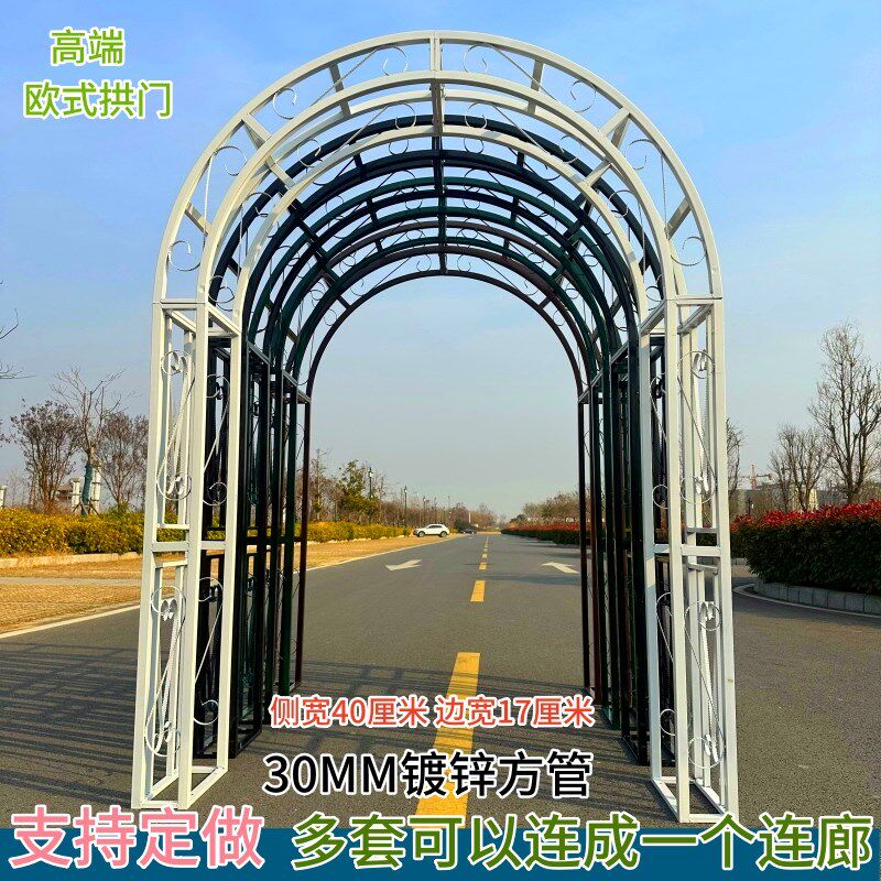 欧式铁艺拱门爬藤架月季花架户外庭院别墅花架拱花园拱门架可定制