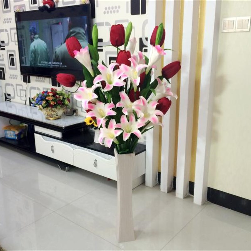 香水百合仿真花束居家客厅落地装饰花假花摆设绢花干花郁金香套装