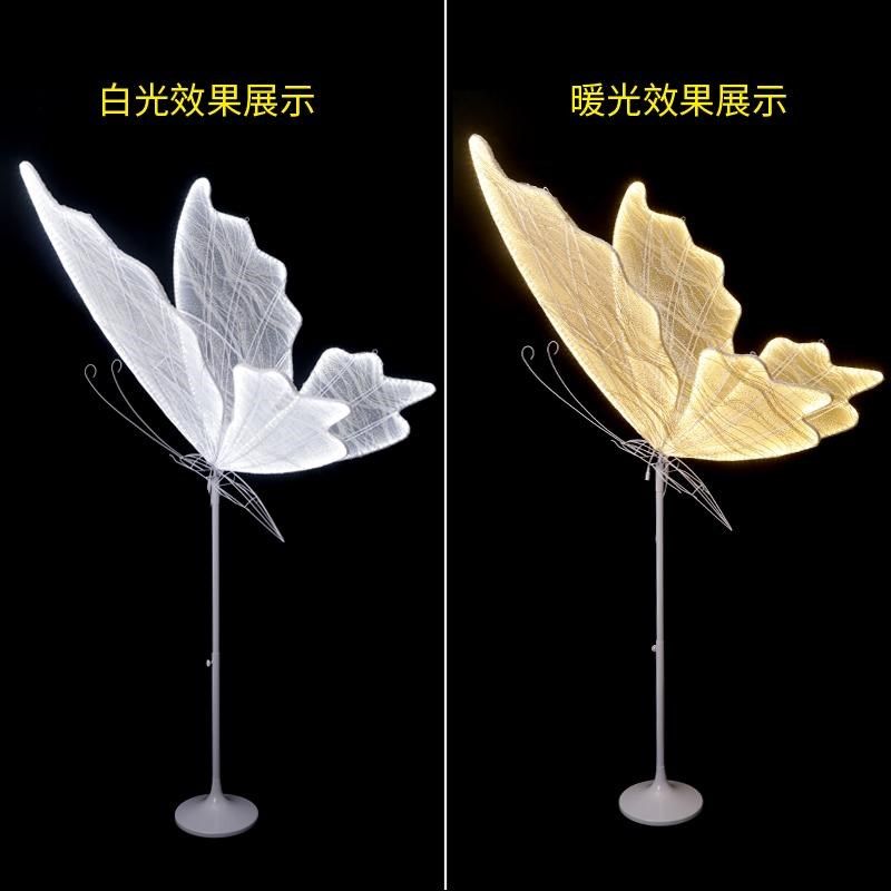 婚庆道具可挂饰落地铁艺发光蝴蝶T台路引摆件婚礼舞台吊顶装饰