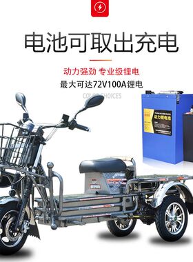 新款载重王电动车电瓶三轮车大力神外卖快递送餐货运路霸家用长跑