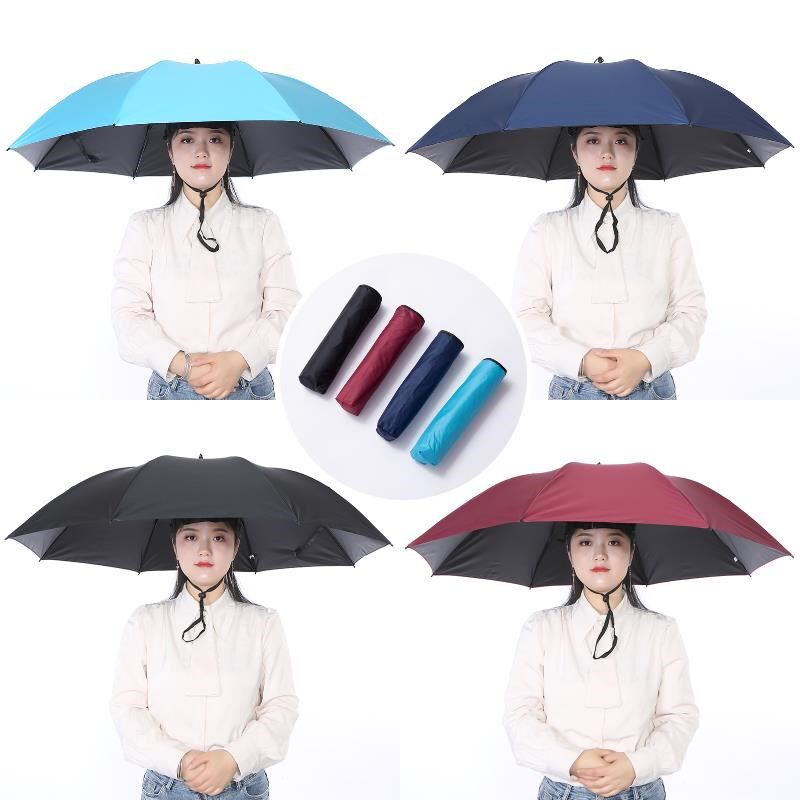 伞帽头戴式钓鱼伞三折超大户外环卫太阳伞晴雨两用斗笠伞防雨防晒