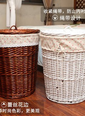 藤编脏衣服收纳筐脏衣篮放衣服的框子收纳箱火锅店衣服篓脏衣篓桶