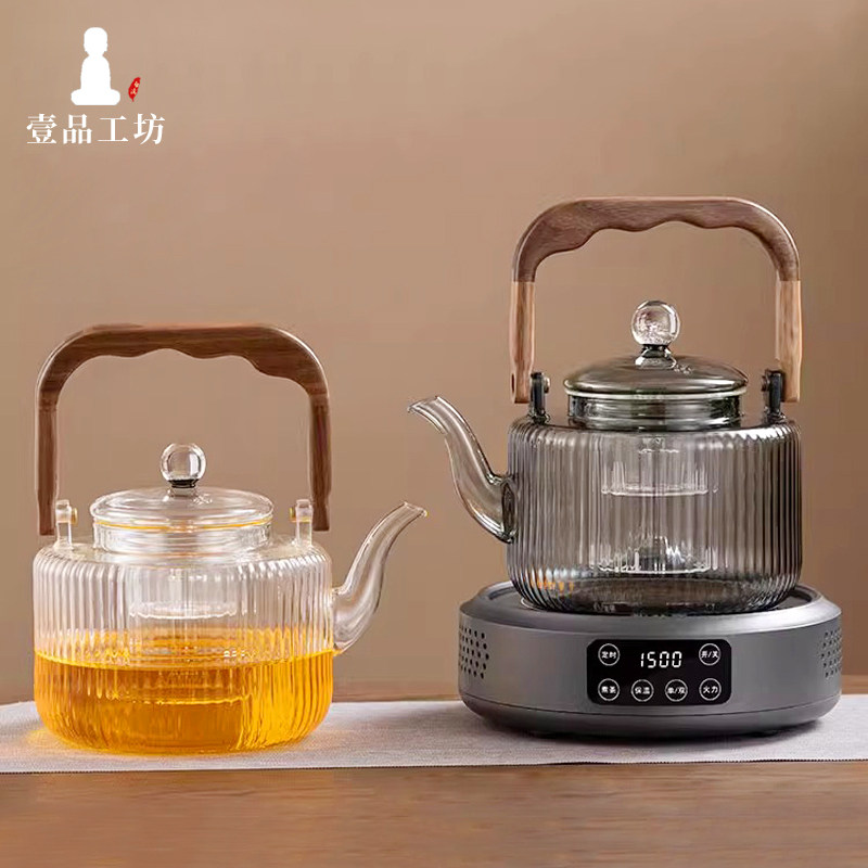 玻璃茶壶蒸煮一体过滤泡茶壶家用智能提梁烧水壶电陶炉煮茶器套装