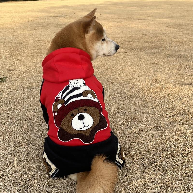 新款中大型犬秋冬狗衣服四脚保暖加绒金毛萨摩拉布拉多柴犬卫衣春