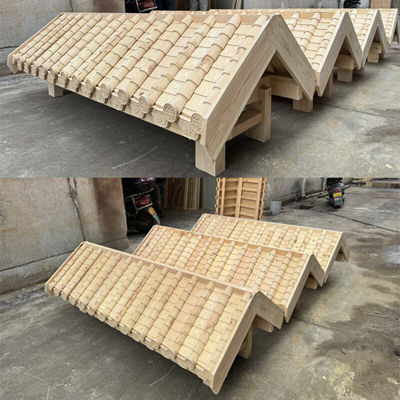 东阳木雕彷古实木檐门头古建筑中式门跛脚飞檐户外斗拱天篷