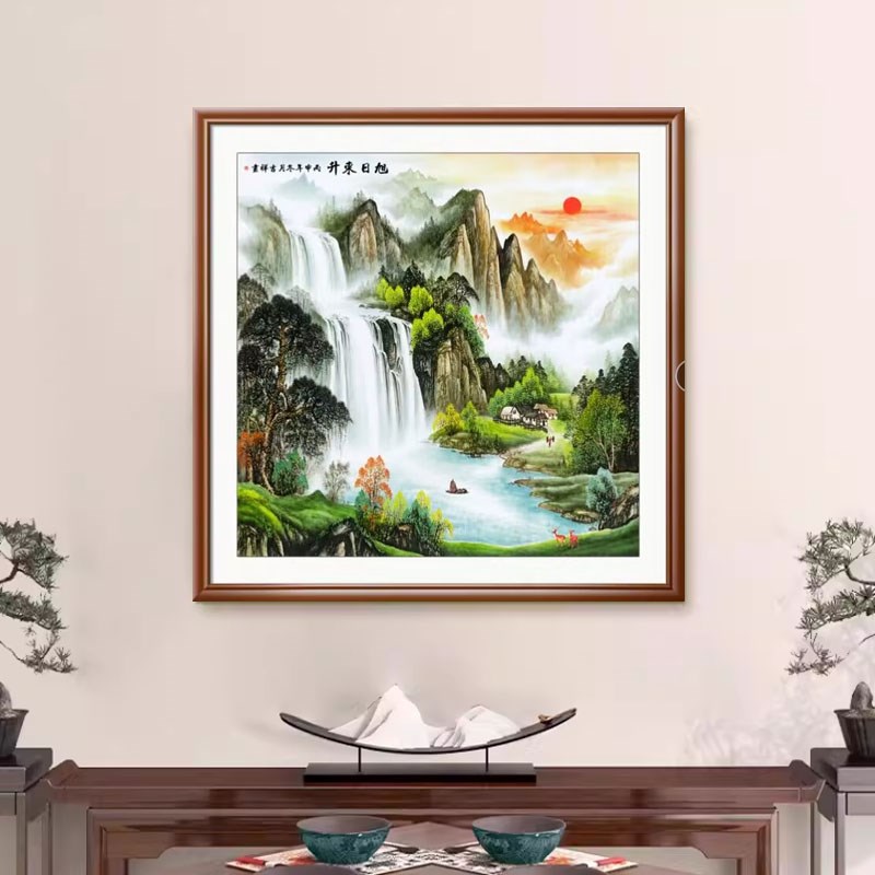 旭日东升十字绣钻石画手工diy线绣客厅玄关现代中式简约风景挂画