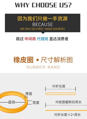 整件橡皮筋高弹力耐用常用黄色橡皮圈办公工业用绑菜胶圈越南加粗