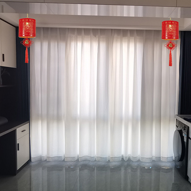 新中式轻奢全铜金色景德镇红釉陶瓷福字笔斗阳台过道走廊玄关吊灯
