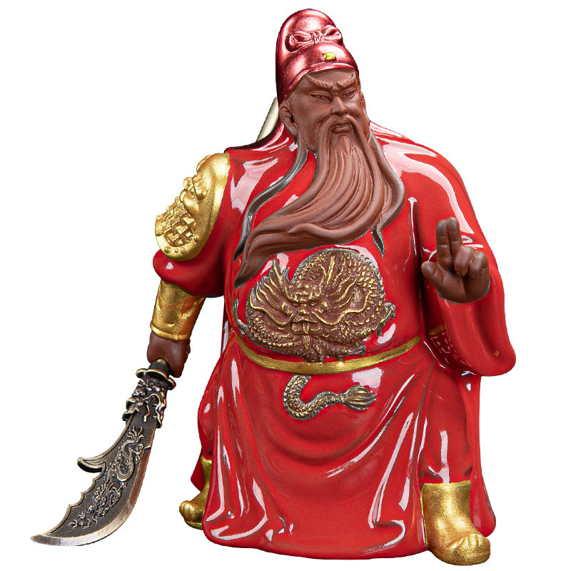 陶瓷关公摆件招财武财神关羽关二爷车载汽车家居客厅玄关桌面饰品