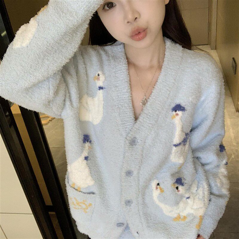 可爱卡通软糯半边绒睡衣女生冬季加绒加厚家居服套装秋冬2024新款