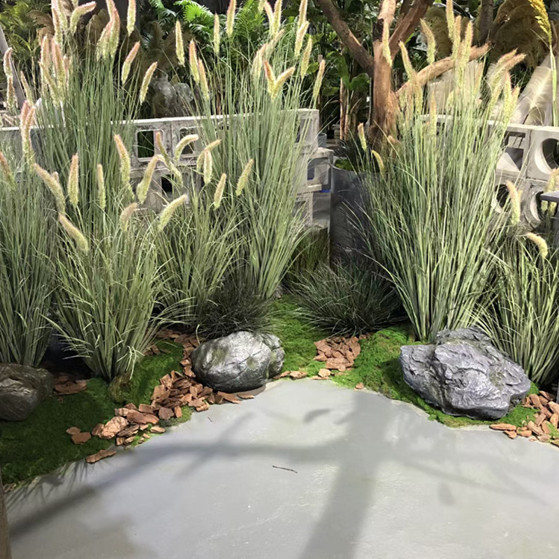 仿真草球狗尾巴假草绿植造景室内景观阻燃款草丛菖蒲微景观植物