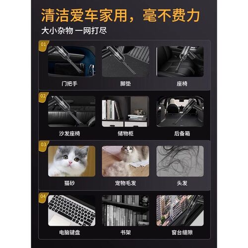 小狗车载吸尘器车用家用大吸力无线手持小型迷你汽车床用吸尘机K2