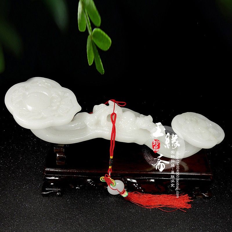 阿富汗白玉貔貅如意摆件天然玉石貔貅如意客厅办公室装饰乔迁礼品