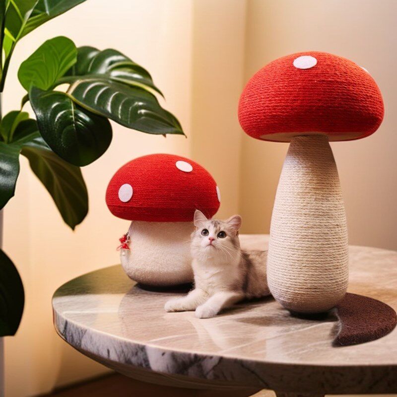 创意红蘑菇猫抓柱剑麻猫抓柱耐磨不脱落小型不占用猫爬架,节省空