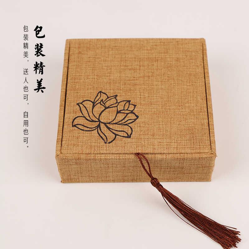 荷花砚台四寸歙砚带盖子罗纹砚圆形磨墨密封复古毛笔砚台文房四宝