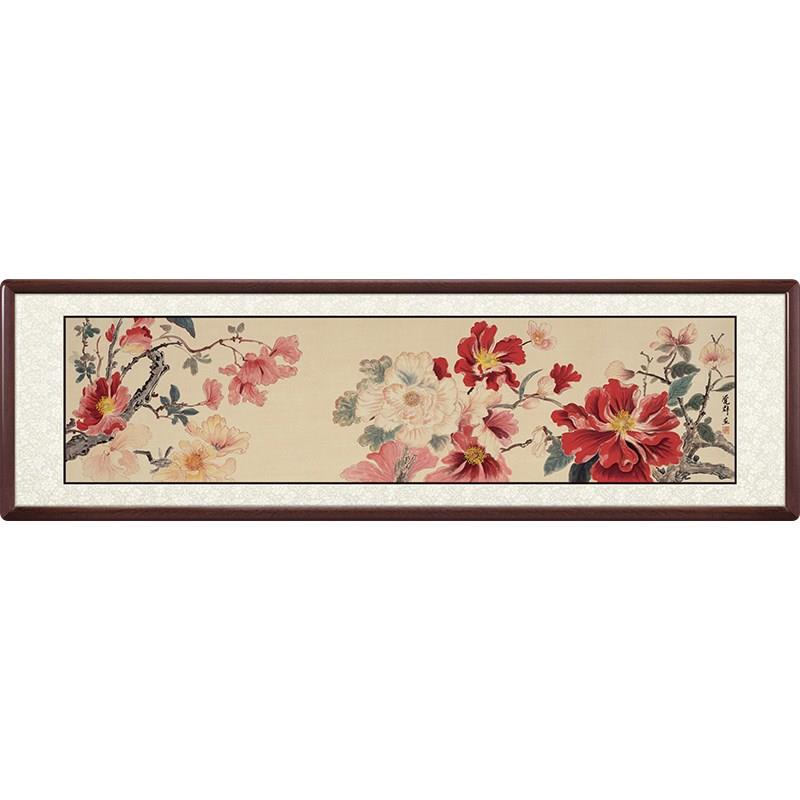 纯手绘牡丹花国画挂画花开富贵卧室客厅床头装饰工笔挂画繁花似锦