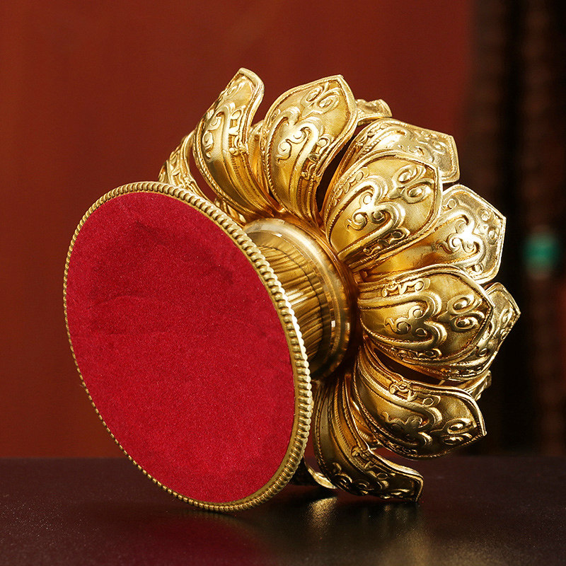 纯铜慧宝雕花手摇转金轮金幢底座多款莲花座手摇座藏传用摆件金幢