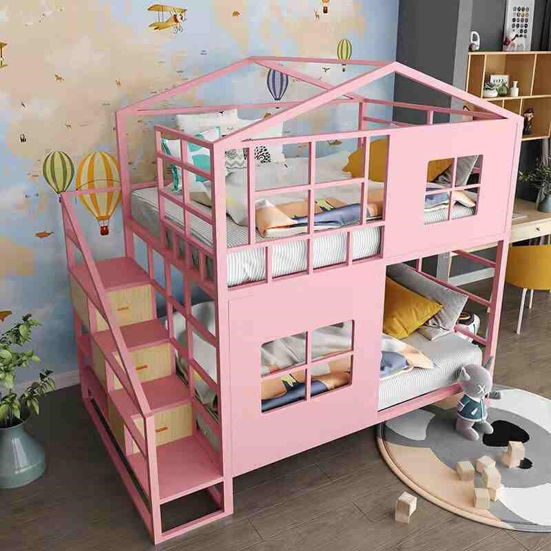 上下床儿童床高低床树屋梦幻城堡公主床女孩帐篷儿童房高架床