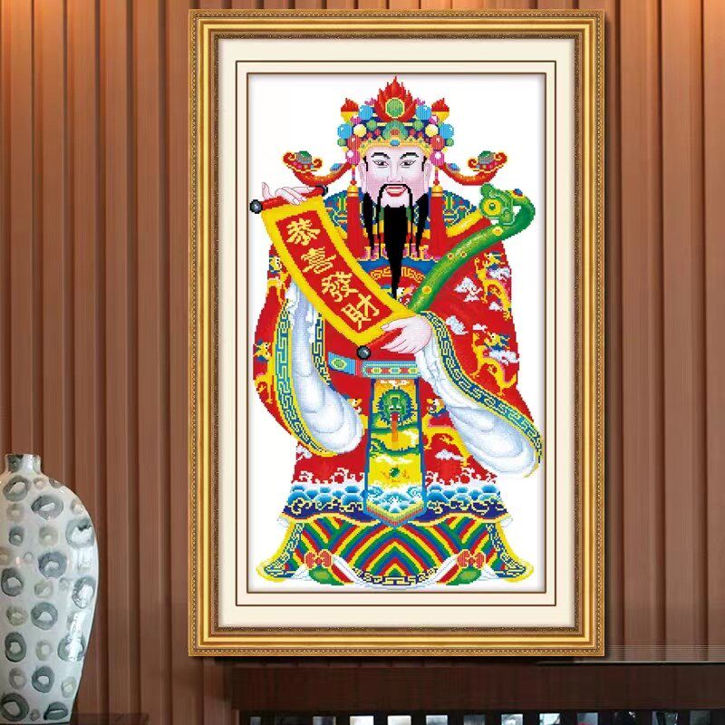 财神爷2025款5D水晶钻石画贴画满钻点钻贴钻十字绣砖石秀玄关竖版