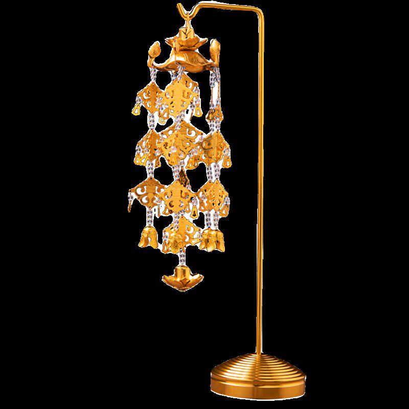 铝鎏金立式璎珞金莲花佛前供花供具宝盖供佛幢幡佛堂寺庙摆件装饰