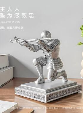 办公桌摆件装饰品办公室桌面高级感小众高档工位笔架骑士男生礼物