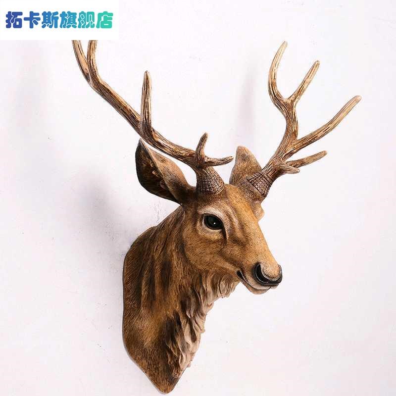 墙饰挂饰壁羊头墙摆件挂件壁鹿头鹿角挂饰复古欧式创意动物壁饰品