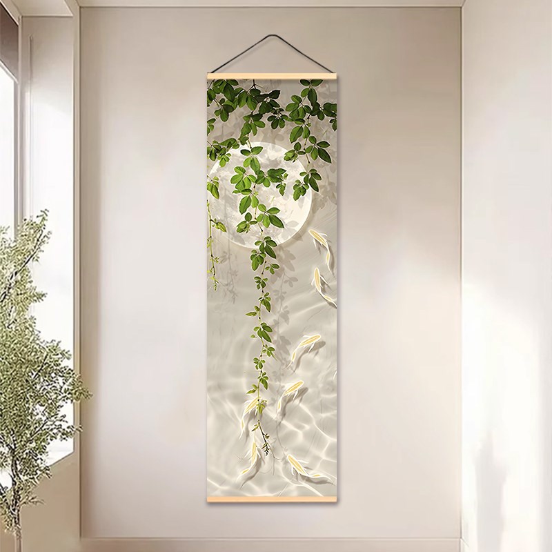 小清新竖版装饰挂画走廊书房楼梯简约植物花卉墙面装饰布艺挂帘