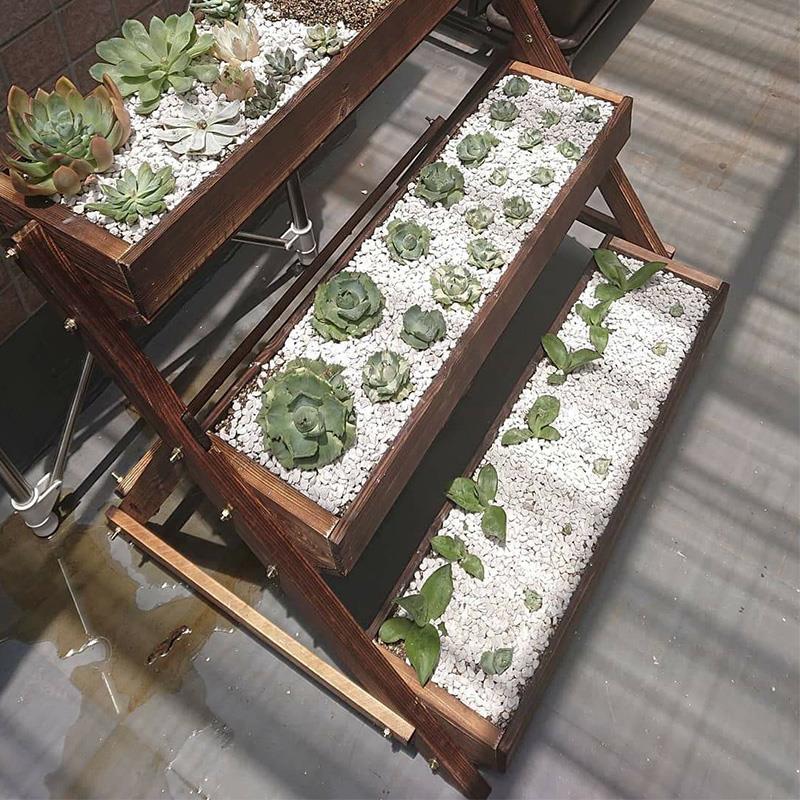 多肉花架实木阶梯多层阳台碳化防腐木质花架子盆栽花盆架花槽花架