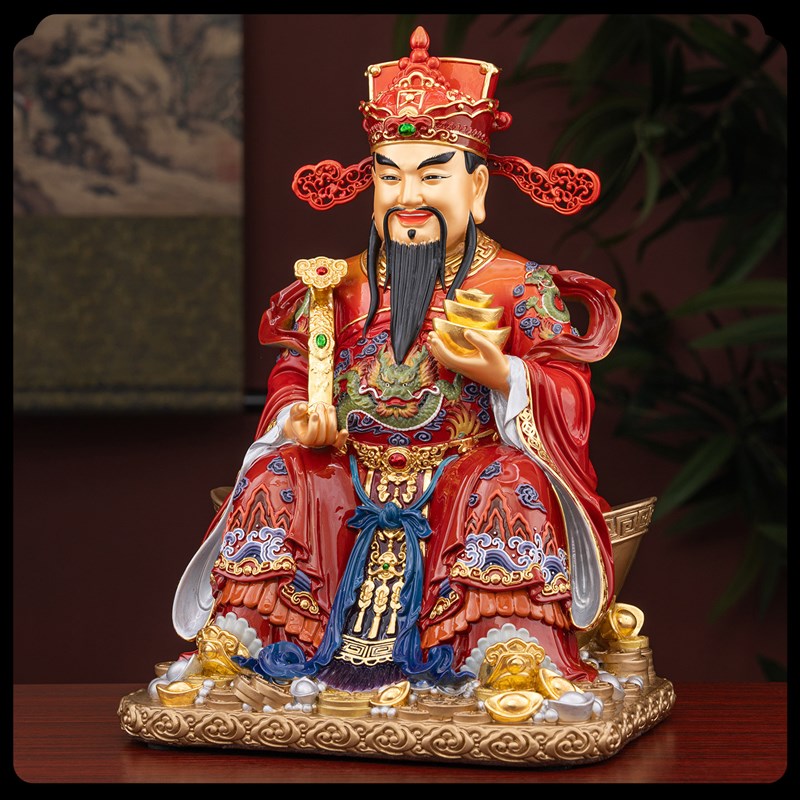 台湾纯铜彩绘文财神爷神像家用店铺公司开业招财摆件比干财神佛像