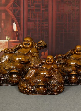 人生如意布袋笑佛像摆件招财金蟾弥勒佛生日礼物公司店铺开业礼品