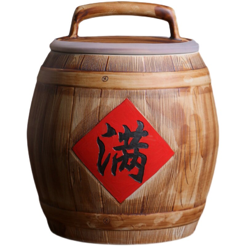 家用陶瓷米缸米箱带盖10斤20斤30斤50斤景德镇5kg密封防潮米桶
