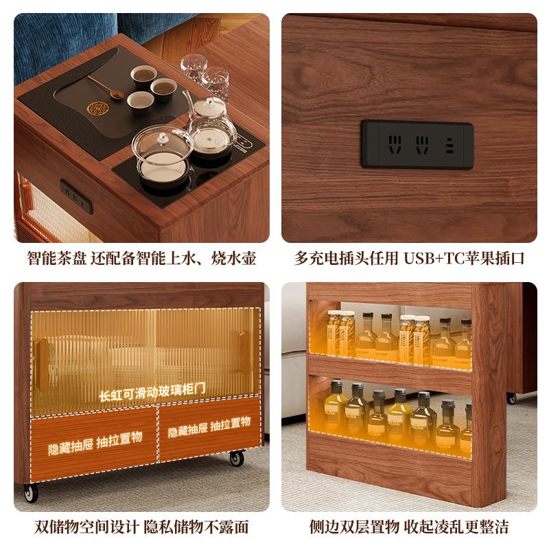 阳台茶桌小型实木茶台2026新款精致泡茶桌家用小茶台伸缩折叠茶几
