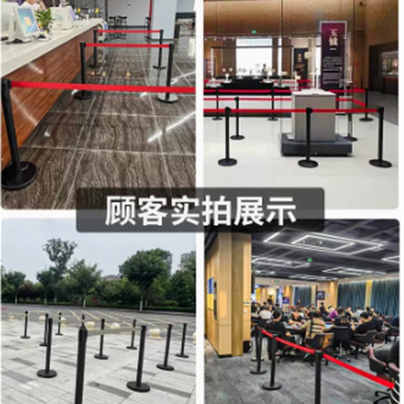 黑色一米线隔离带伸缩带护栏杆排队围栏栏杆不锈钢银行警戒警示柱